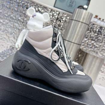 Chanel Coco Neige Fabric and Calfskin Snow Sneakers 5cm G45337 Nude 2023 (MD-231011065)