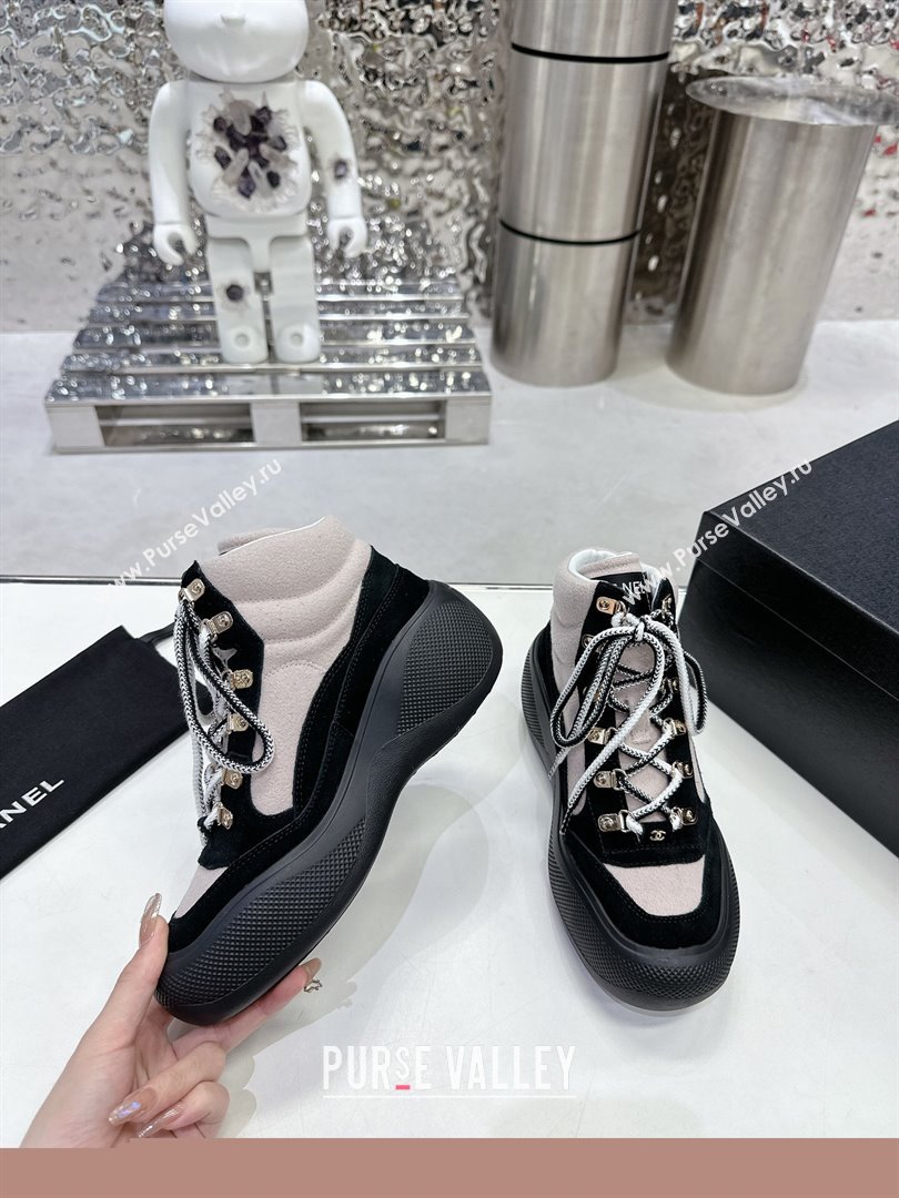 Chanel Coco Neige Wool and Suede Snow Sneakers 5cm G45337 Light Pink 2023 (MD-231011060)