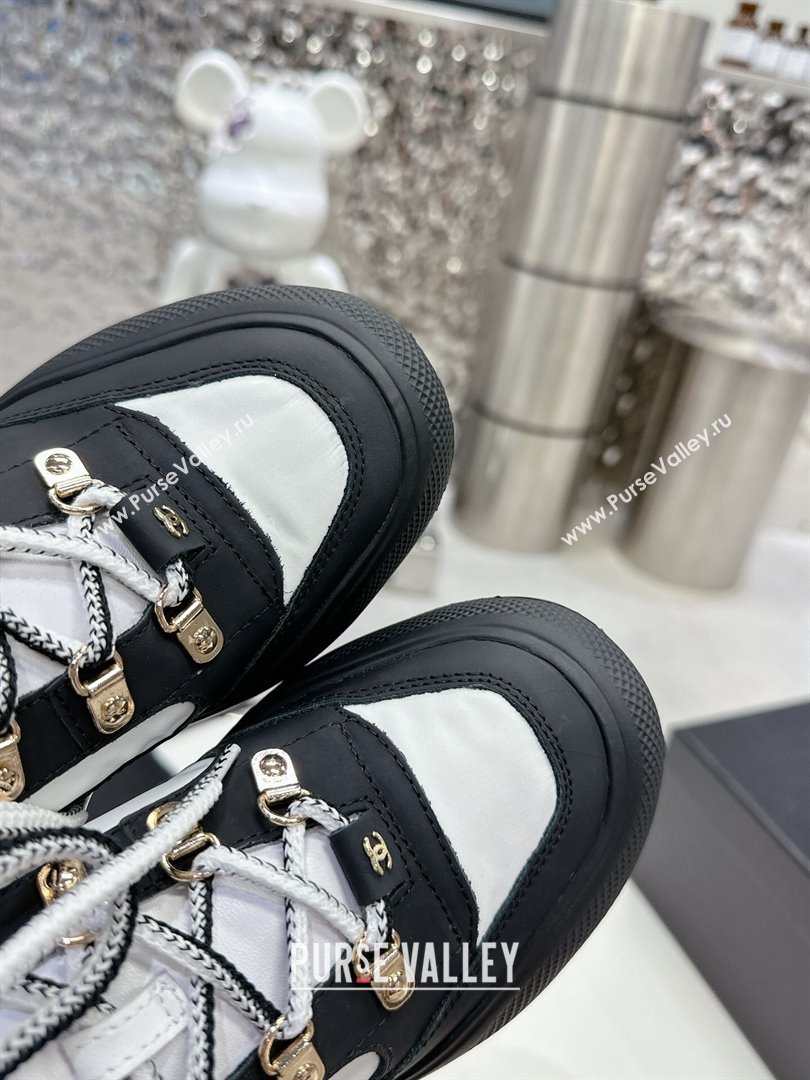 Chanel Coco Neige Fabric and Calfskin Snow Sneakers 5cm G45337 White/Black 2023 (MD-231011066)