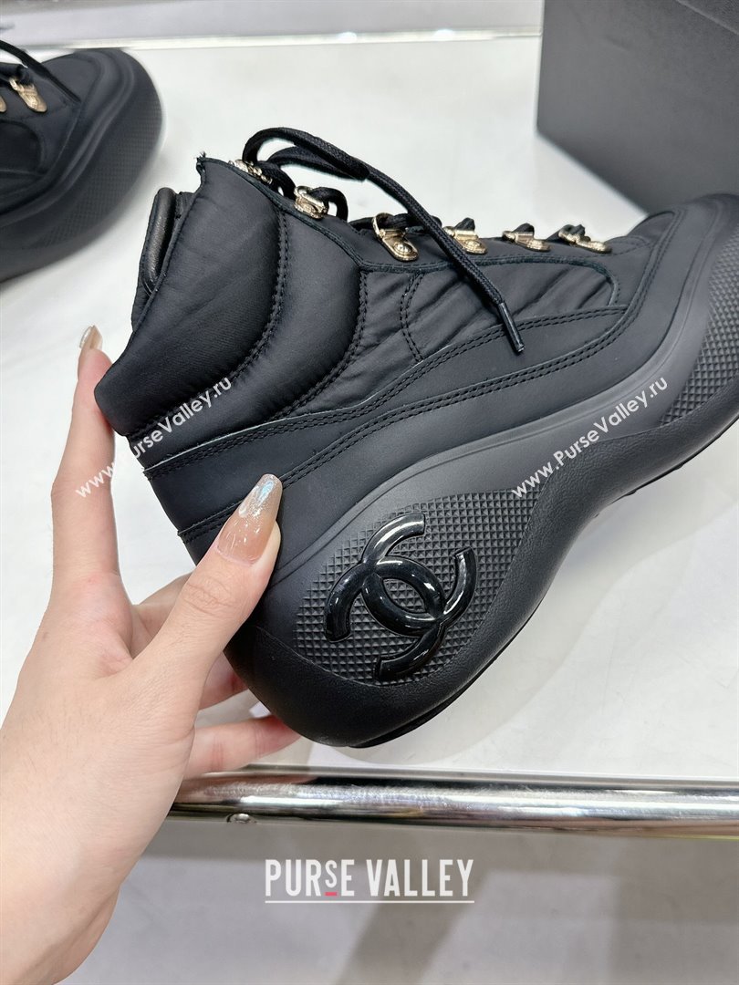 Chanel Coco Neige Fabric and Calfskin Snow Sneakers 5cm G45337 Black 2 2023 (MD-231011067)