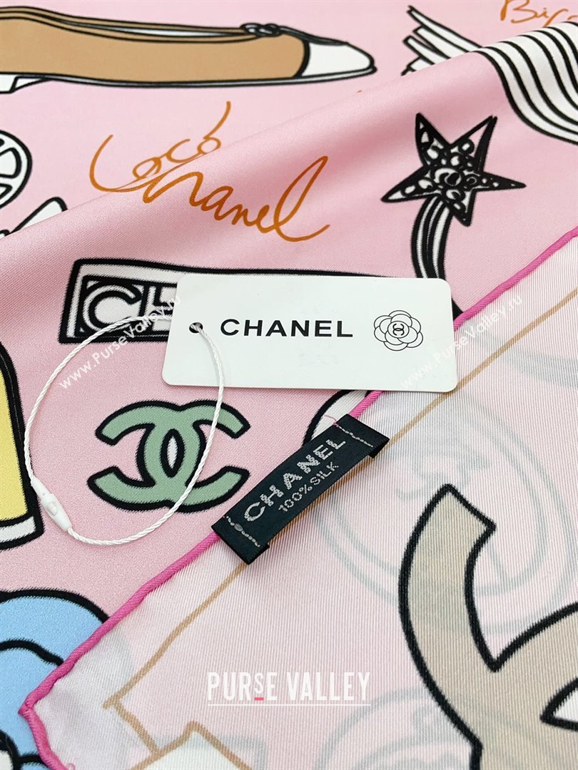 Chanel Silk Sqaure Scarf 90x90cm Pink 2024 040701 (A-240407026)