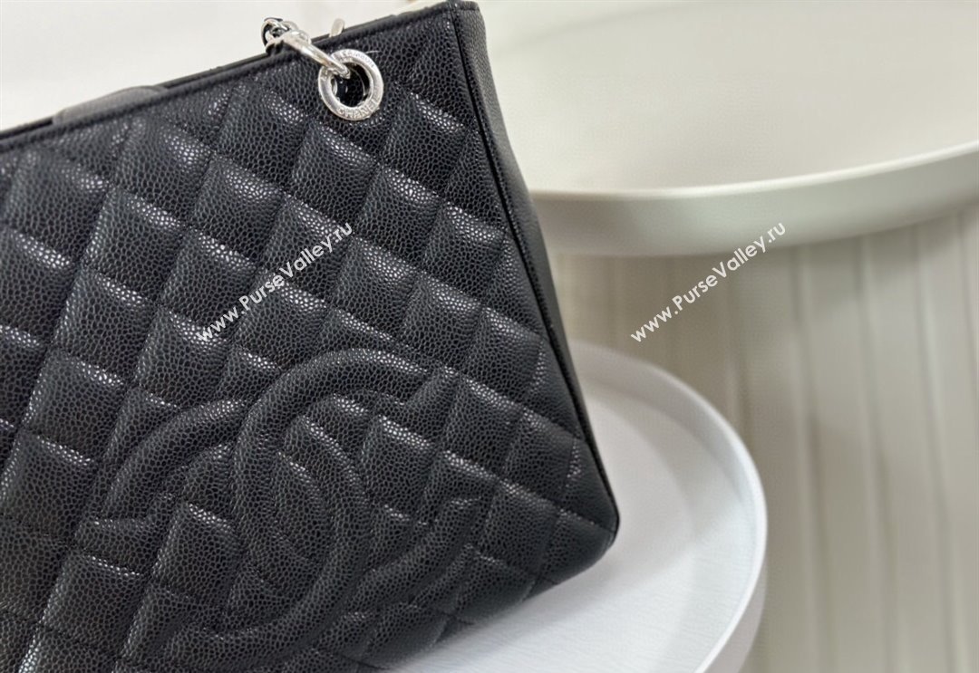 Chanel Grained Calfskin Small Shopping Bag Black/Silver 2024 50994 (SM-240717054)