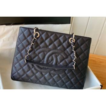 Chanel Grained Calfskin Shopping Bag Black/Silver 2024 20995 (SM-240717056)