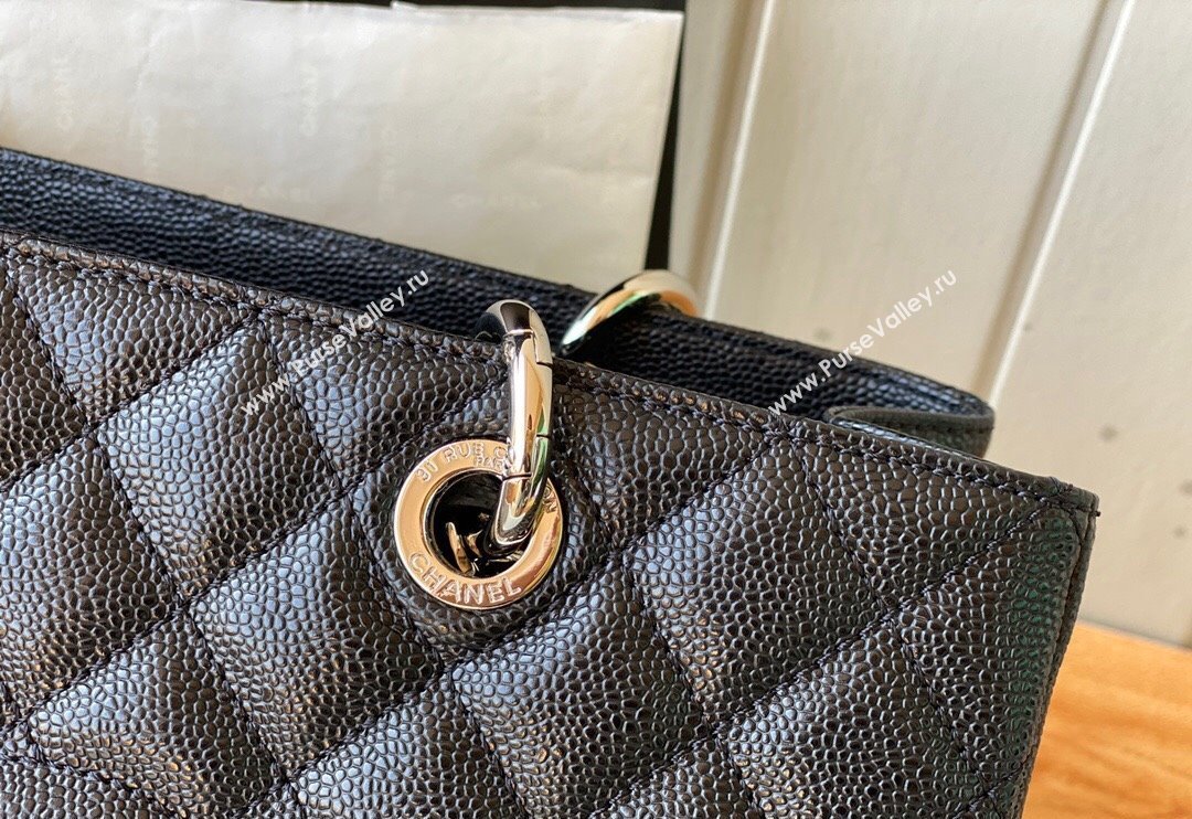 Chanel Grained Calfskin Shopping Bag Black/Silver 2024 20995 (SM-240717056)