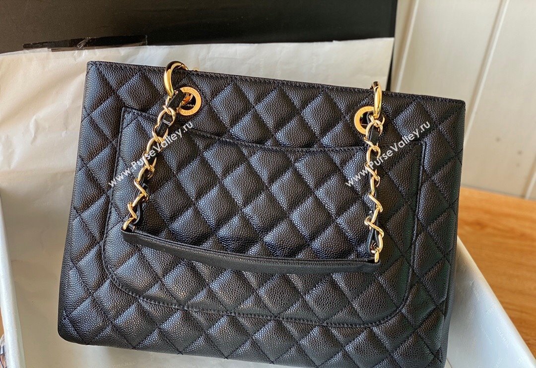 Chanel Grained Calfskin Shopping Bag Black/Gold 2024 20995 (SM-240717057)