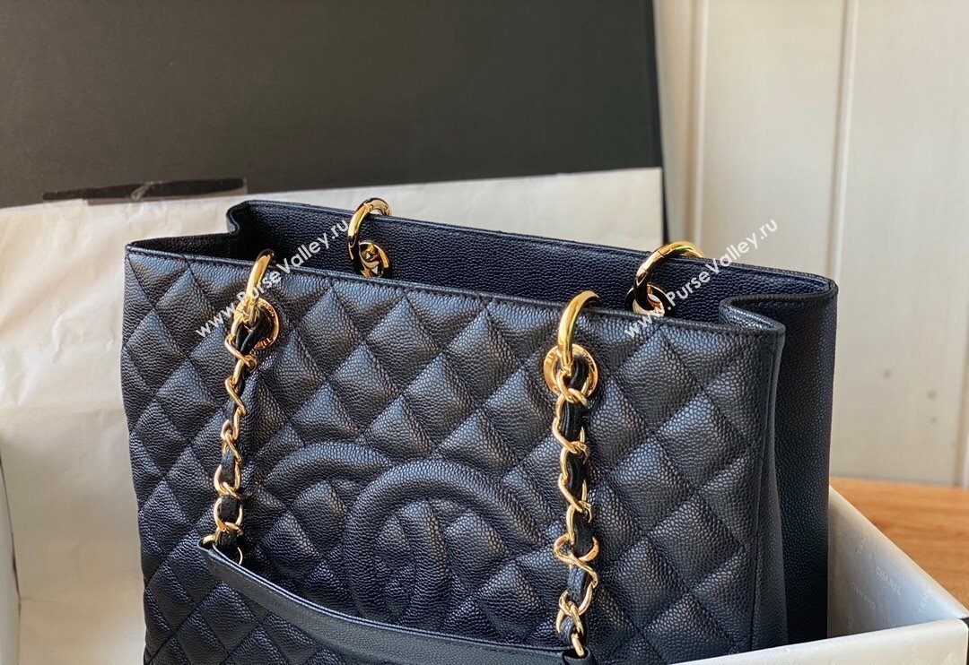 Chanel Grained Calfskin Shopping Bag Black/Gold 2024 20995 (SM-240717057)