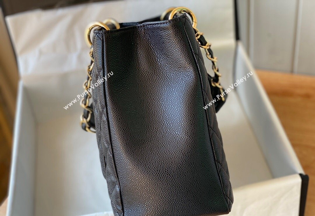 Chanel Grained Calfskin Shopping Bag Black/Gold 2024 20995 (SM-240717057)