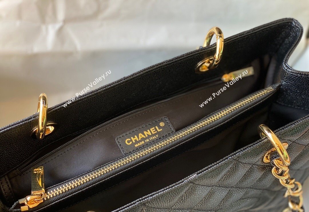 Chanel Grained Calfskin Shopping Bag Black/Gold 2024 20995 (SM-240717057)