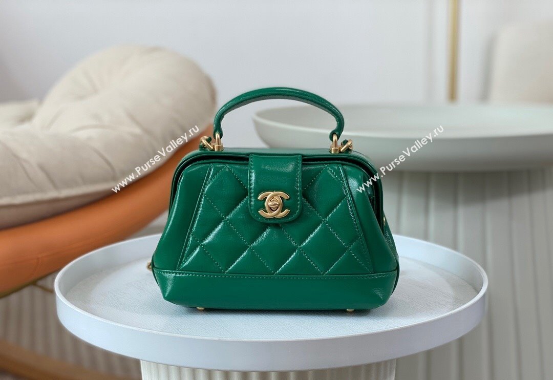 Chanel Shiny Lambskin Mini Bag with Top Handle Bag AS4958 Green 2024 (SM-240717048)