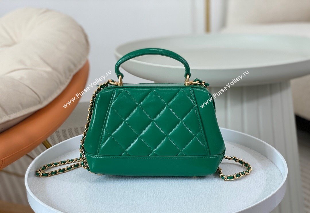 Chanel Shiny Lambskin Mini Bag with Top Handle Bag AS4958 Green 2024 (SM-240717048)