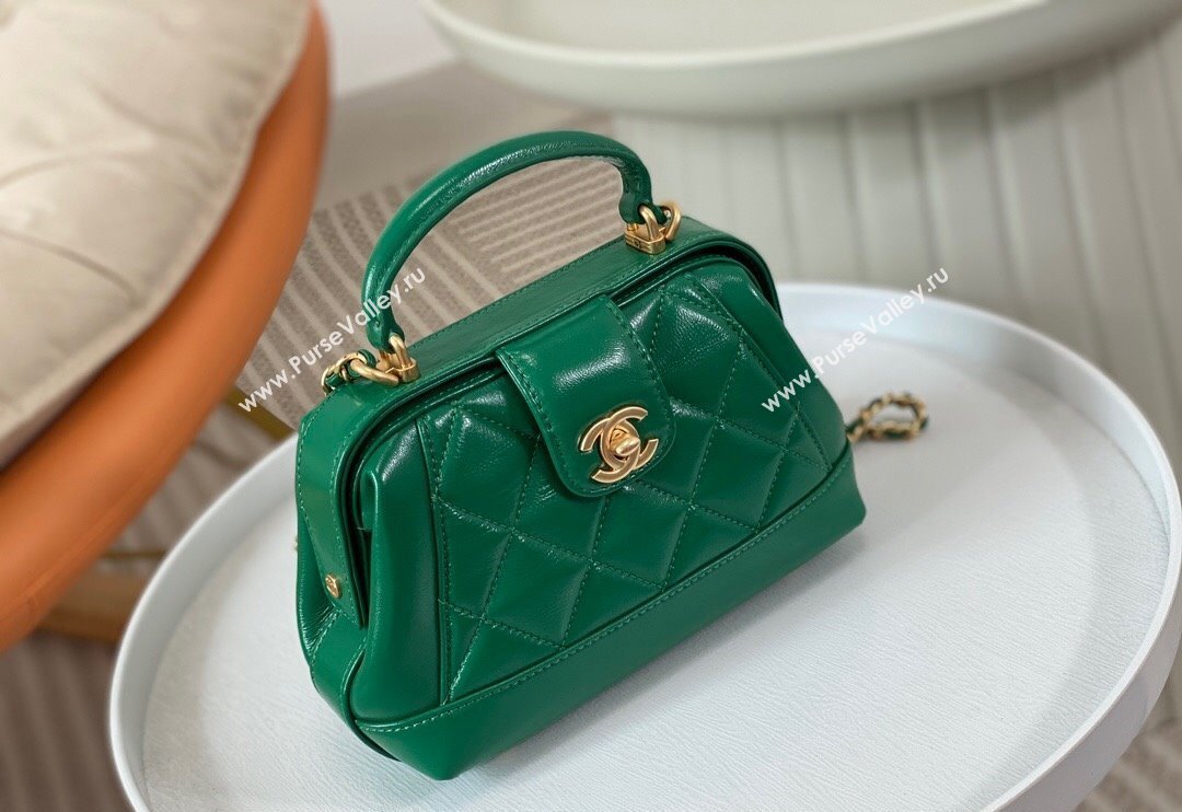 Chanel Shiny Lambskin Mini Bag with Top Handle Bag AS4958 Green 2024 (SM-240717048)