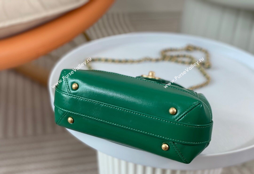 Chanel Shiny Lambskin Mini Bag with Top Handle Bag AS4958 Green 2024 (SM-240717048)