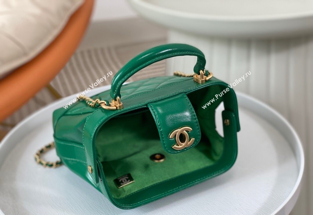 Chanel Shiny Lambskin Mini Bag with Top Handle Bag AS4958 Green 2024 (SM-240717048)