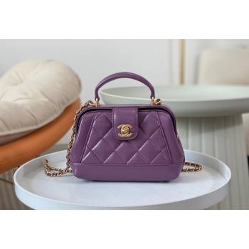 Chanel Shiny Lambskin Mini Bag with Top Handle Bag AS4958 Purple 2024 (SM-240717049)