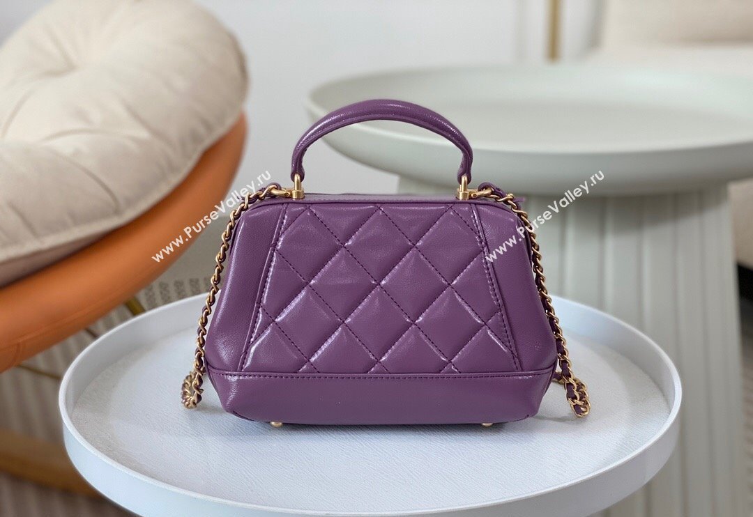 Chanel Shiny Lambskin Mini Bag with Top Handle Bag AS4958 Purple 2024 (SM-240717049)