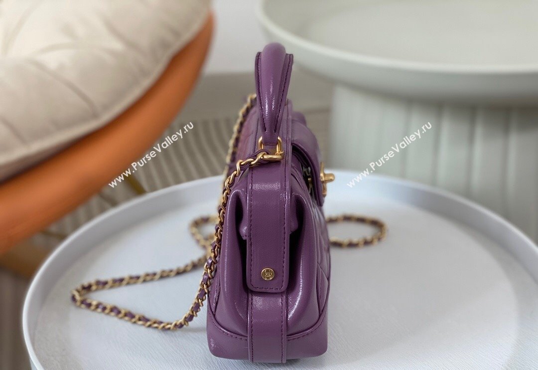 Chanel Shiny Lambskin Mini Bag with Top Handle Bag AS4958 Purple 2024 (SM-240717049)