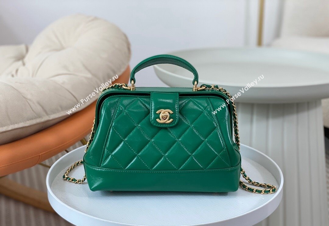 Chanel Shiny Lambskin Small Bag with Top Handle Bag AS4959 Green 2024 (SM-240717050)