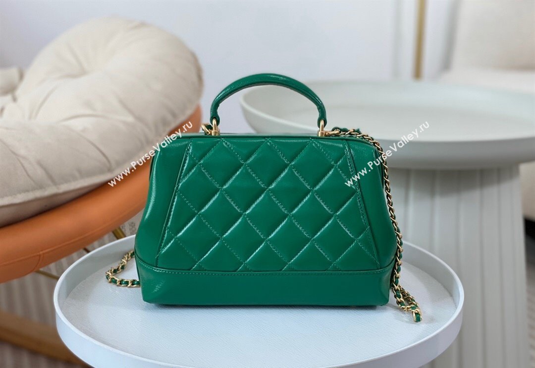 Chanel Shiny Lambskin Small Bag with Top Handle Bag AS4959 Green 2024 (SM-240717050)