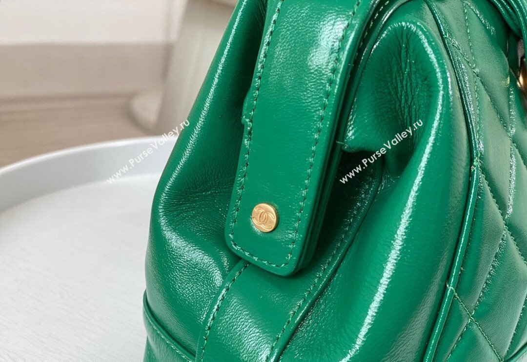 Chanel Shiny Lambskin Small Bag with Top Handle Bag AS4959 Green 2024 (SM-240717050)