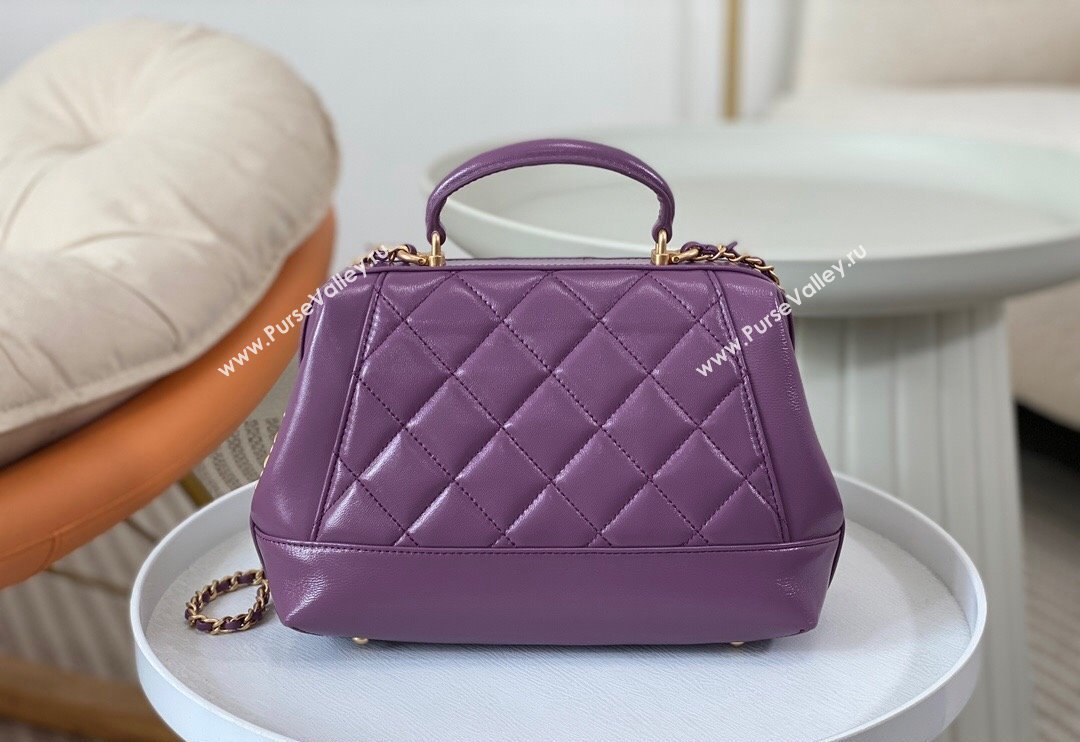 Chanel Shiny Lambskin Small Bag with Top Handle Bag AS4959 Purple 2024 (SM-240717051)