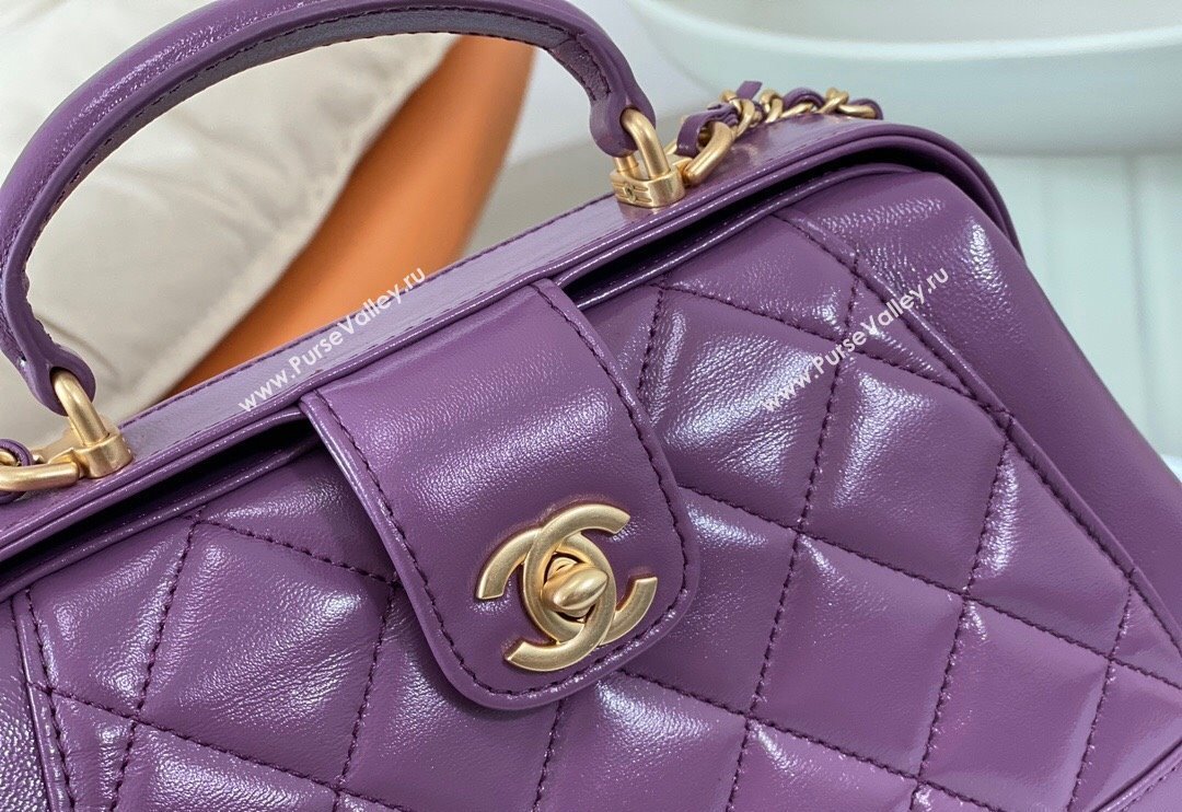 Chanel Shiny Lambskin Small Bag with Top Handle Bag AS4959 Purple 2024 (SM-240717051)