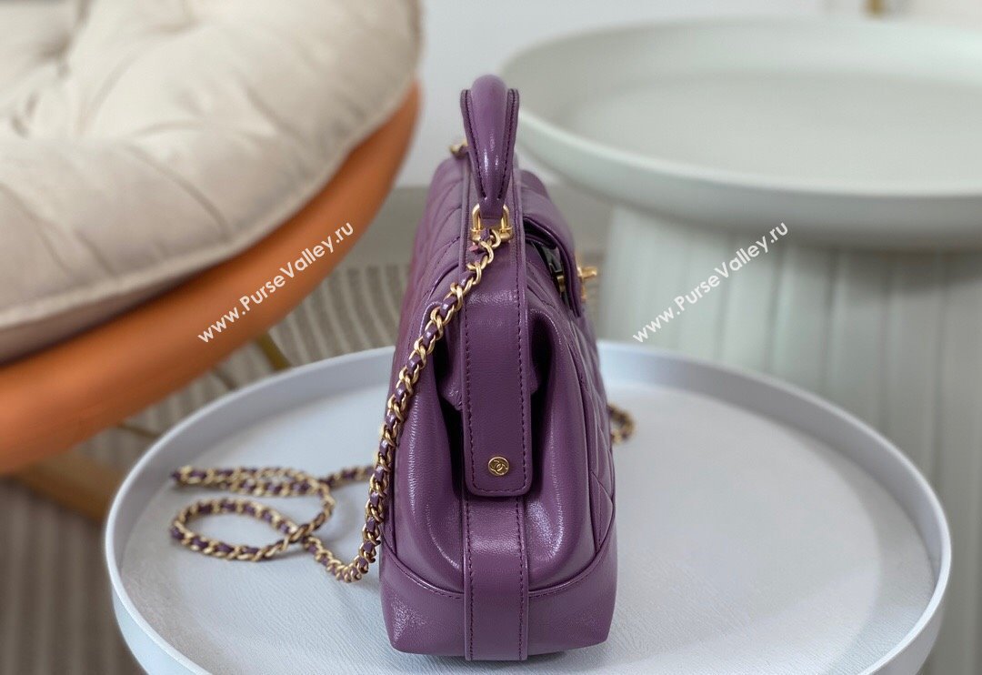 Chanel Shiny Lambskin Small Bag with Top Handle Bag AS4959 Purple 2024 (SM-240717051)