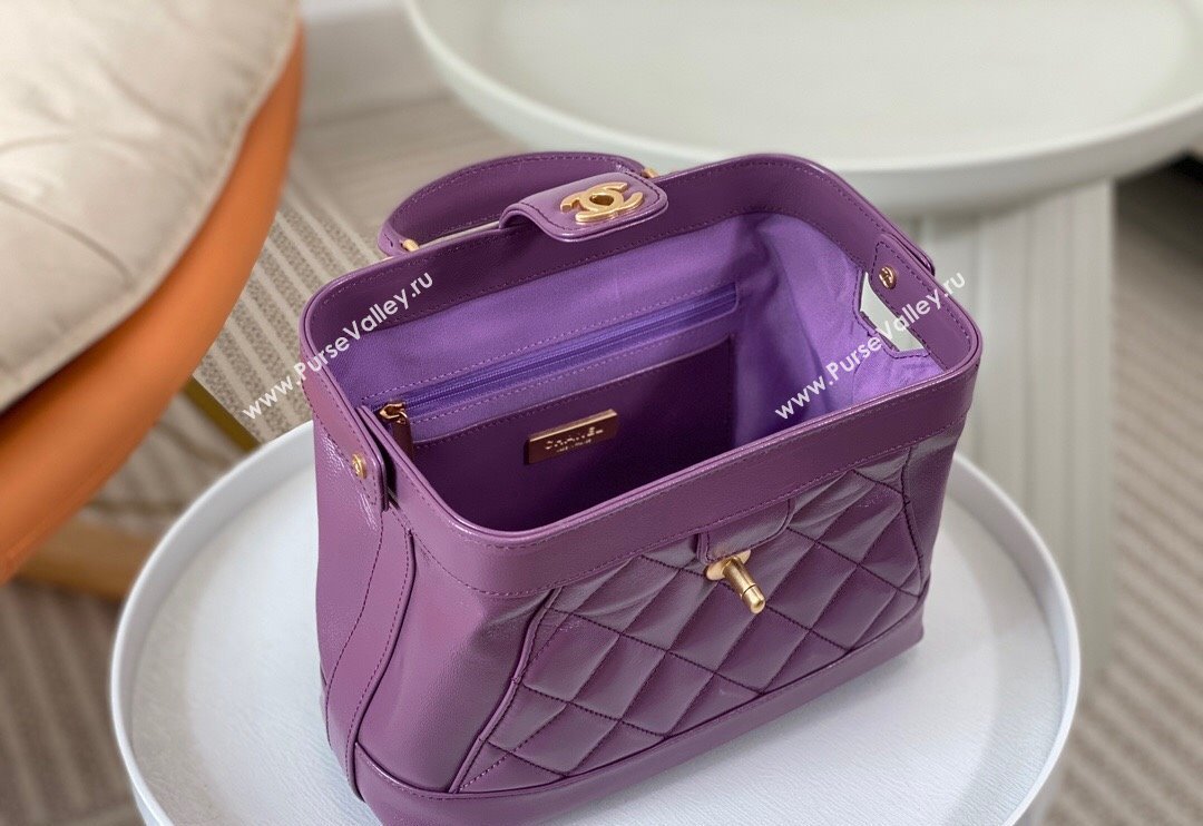 Chanel Shiny Lambskin Small Bag with Top Handle Bag AS4959 Purple 2024 (SM-240717051)