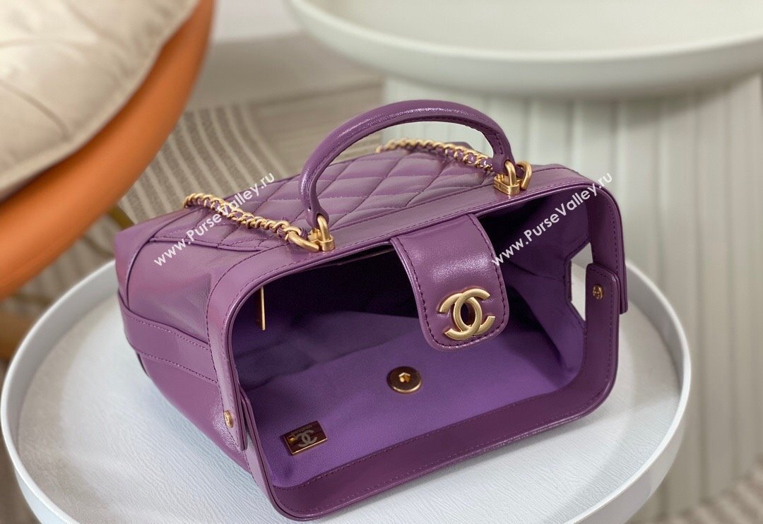 Chanel Shiny Lambskin Small Bag with Top Handle Bag AS4959 Purple 2024 (SM-240717051)