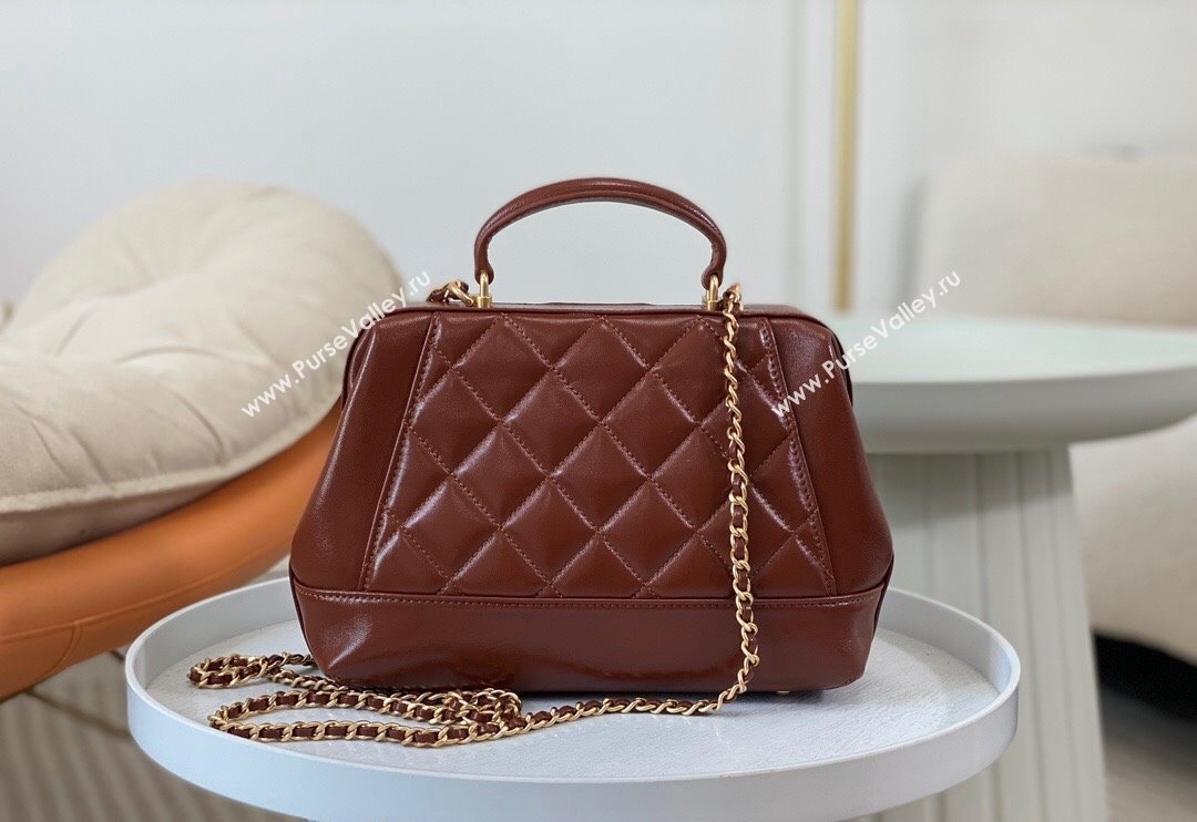 Chanel Shiny Lambskin Small Bag with Top Handle Bag AS4959 Brown 2024 (SM-240717052)