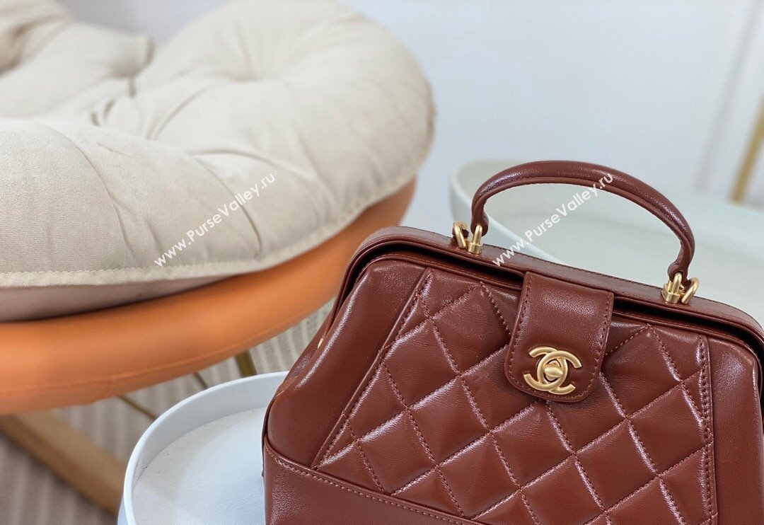 Chanel Shiny Lambskin Small Bag with Top Handle Bag AS4959 Brown 2024 (SM-240717052)