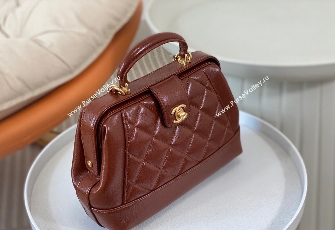 Chanel Shiny Lambskin Small Bag with Top Handle Bag AS4959 Brown 2024 (SM-240717052)