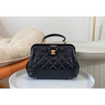 Chanel Shiny Lambskin Small Bag with Top Handle Bag AS4959 Black 2024 (SM-240717053)