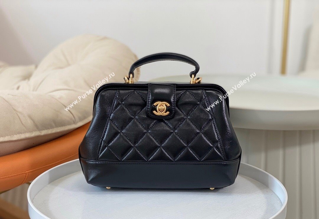 Chanel Shiny Lambskin Small Bag with Top Handle Bag AS4959 Black 2024 (SM-240717053)