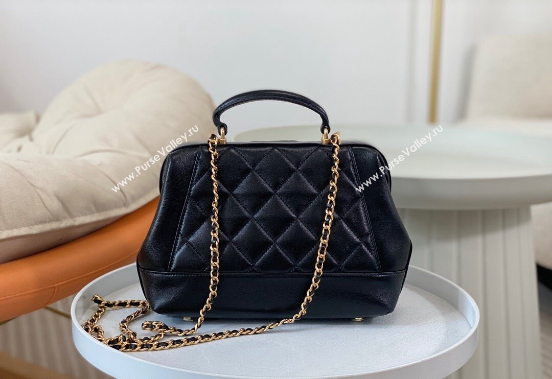 Chanel Shiny Lambskin Small Bag with Top Handle Bag AS4959 Black 2024 (SM-240717053)