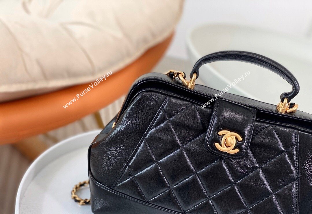 Chanel Shiny Lambskin Small Bag with Top Handle Bag AS4959 Black 2024 (SM-240717053)