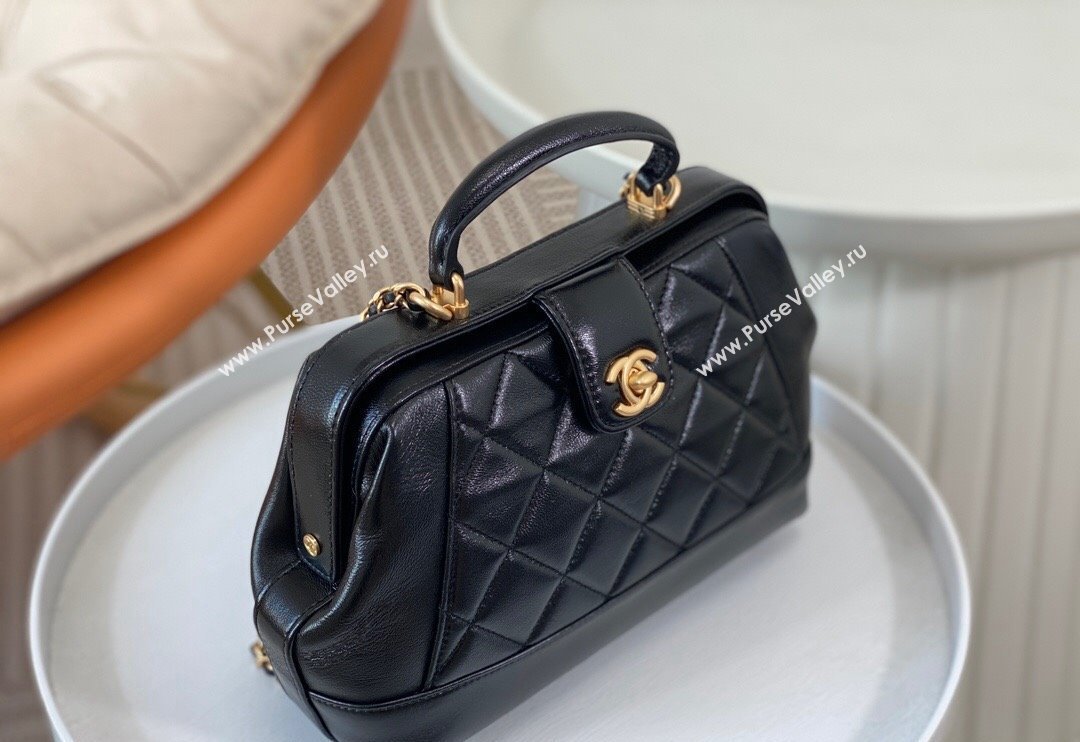 Chanel Shiny Lambskin Small Bag with Top Handle Bag AS4959 Black 2024 (SM-240717053)