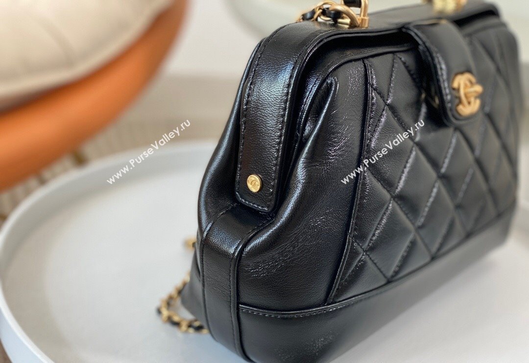 Chanel Shiny Lambskin Small Bag with Top Handle Bag AS4959 Black 2024 (SM-240717053)