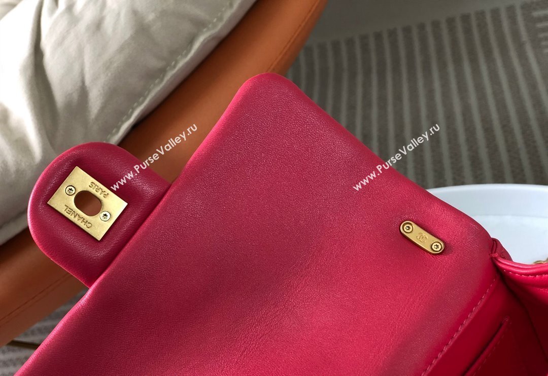 Chanel Shiny Lambskin Mini Flap Bag with Chain and Pearls AS4385 Fuchsia Pink 2024 (SM-240717046)