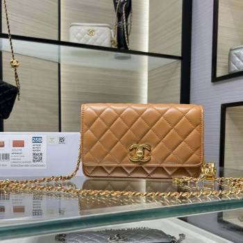 Chanel Shiny Lambskin Wallet On Chain WOC AP3938 Brown 2025 (yezi-251011053)