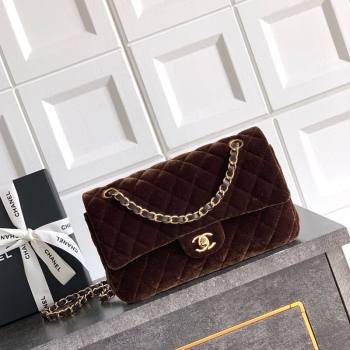 Chanel Velvet Classic 11.12 Flap Handbag Dark Brown 2025 A01112 (yezi-251011054)