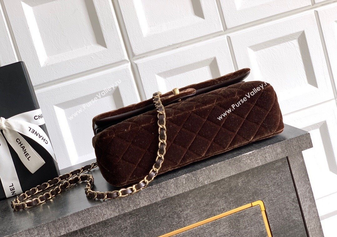 Chanel Velvet Classic 11.12 Flap Handbag Dark Brown 2025 A01112 (yezi-251011054)