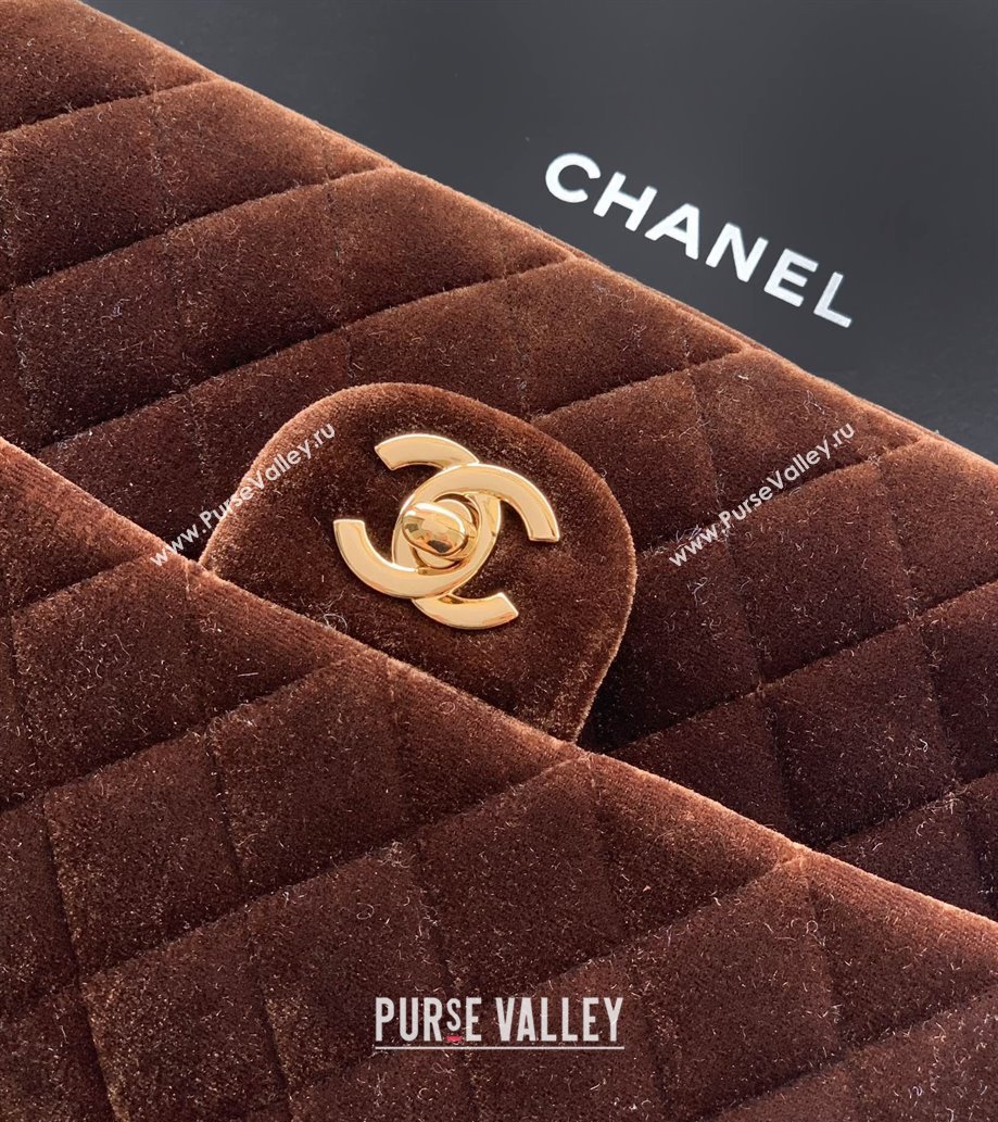 Chanel Velvet Classic 11.12 Flap Handbag Dark Brown 2025 A01112 (yezi-251011054)