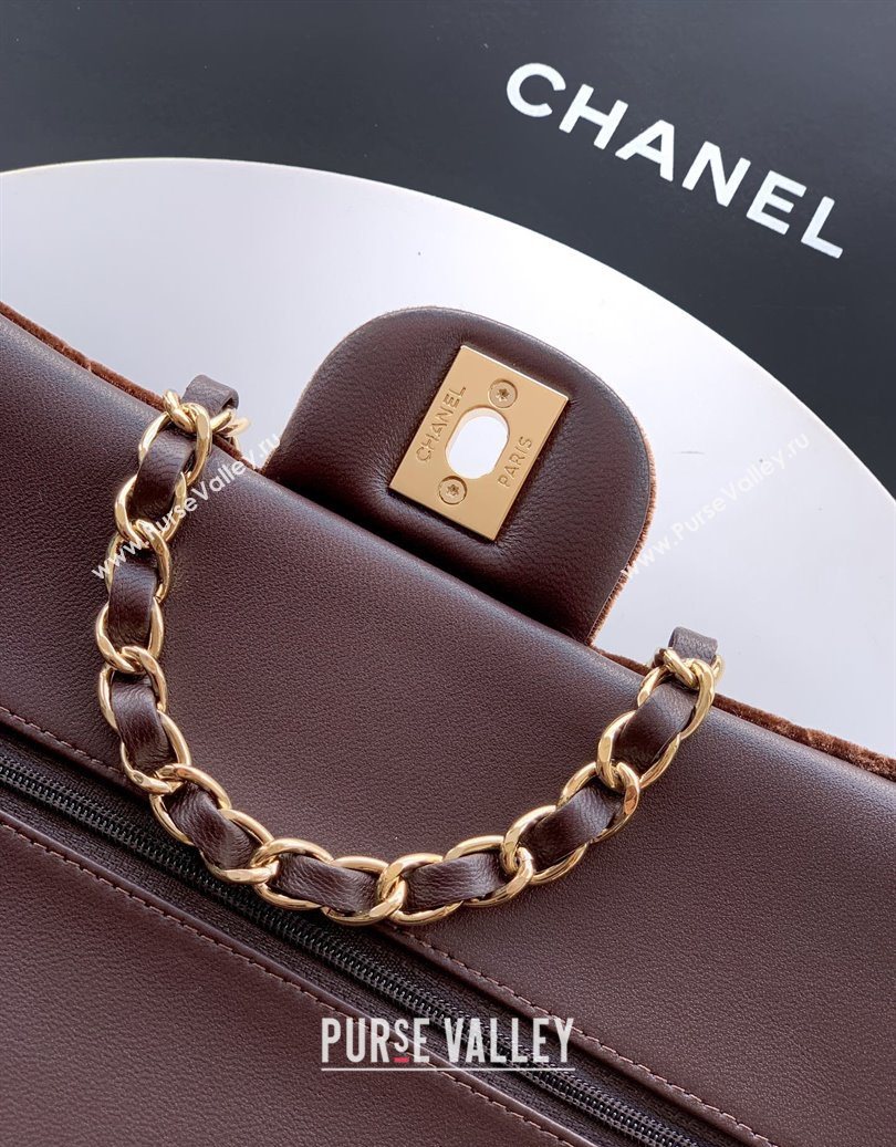 Chanel Velvet Classic 11.12 Flap Handbag Dark Brown 2025 A01112 (yezi-251011054)