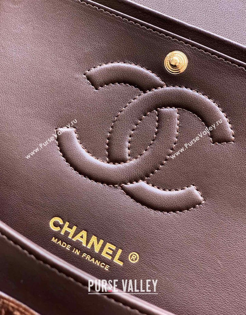 Chanel Velvet Classic 11.12 Flap Handbag Dark Brown 2025 A01112 (yezi-251011054)