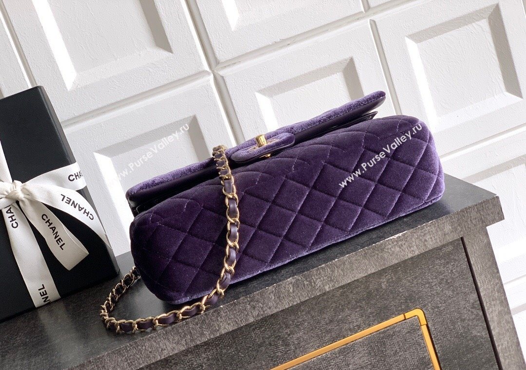 Chanel Velvet Classic 11.12 Flap Handbag Purple 2025 A01112 (yezi-251011055)