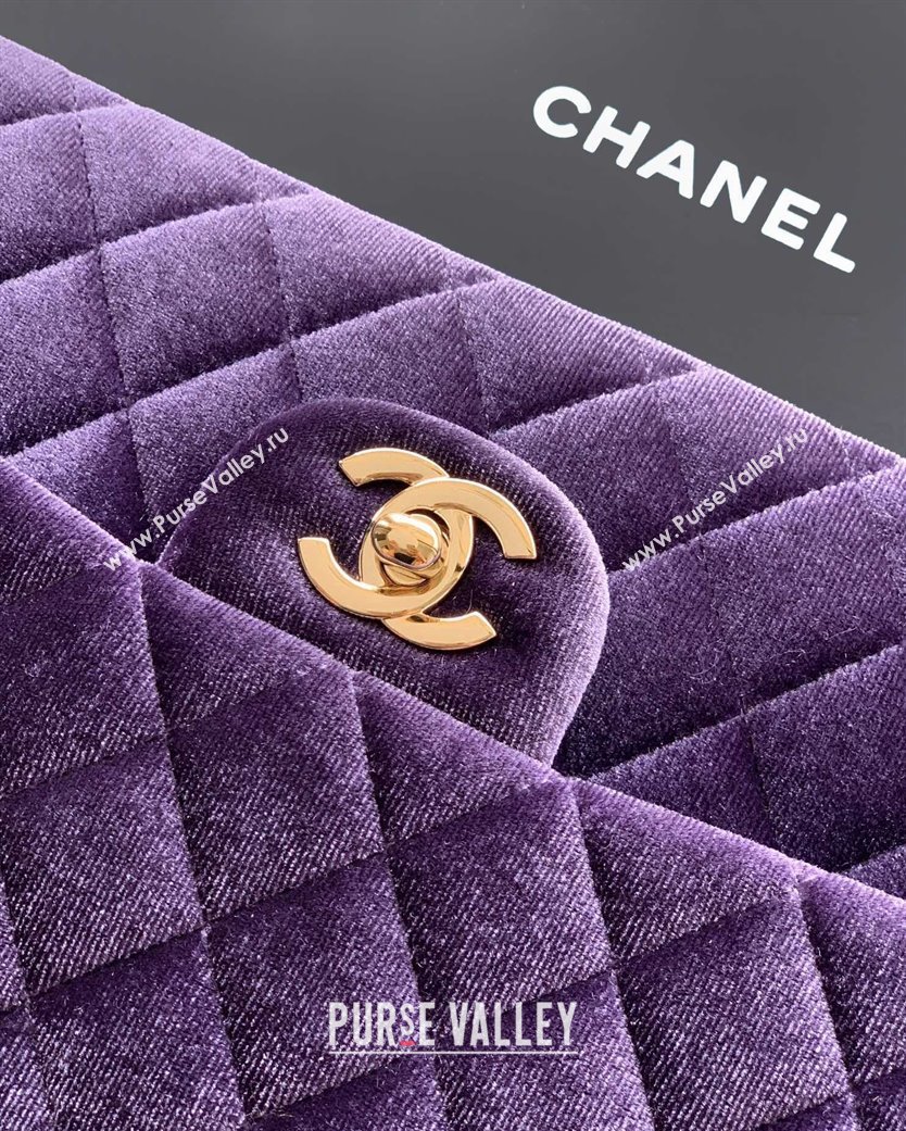 Chanel Velvet Classic 11.12 Flap Handbag Purple 2025 A01112 (yezi-251011055)