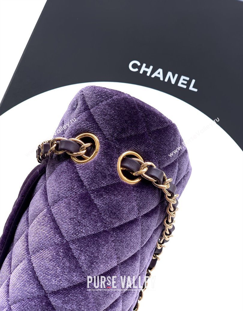 Chanel Velvet Classic 11.12 Flap Handbag Purple 2025 A01112 (yezi-251011055)