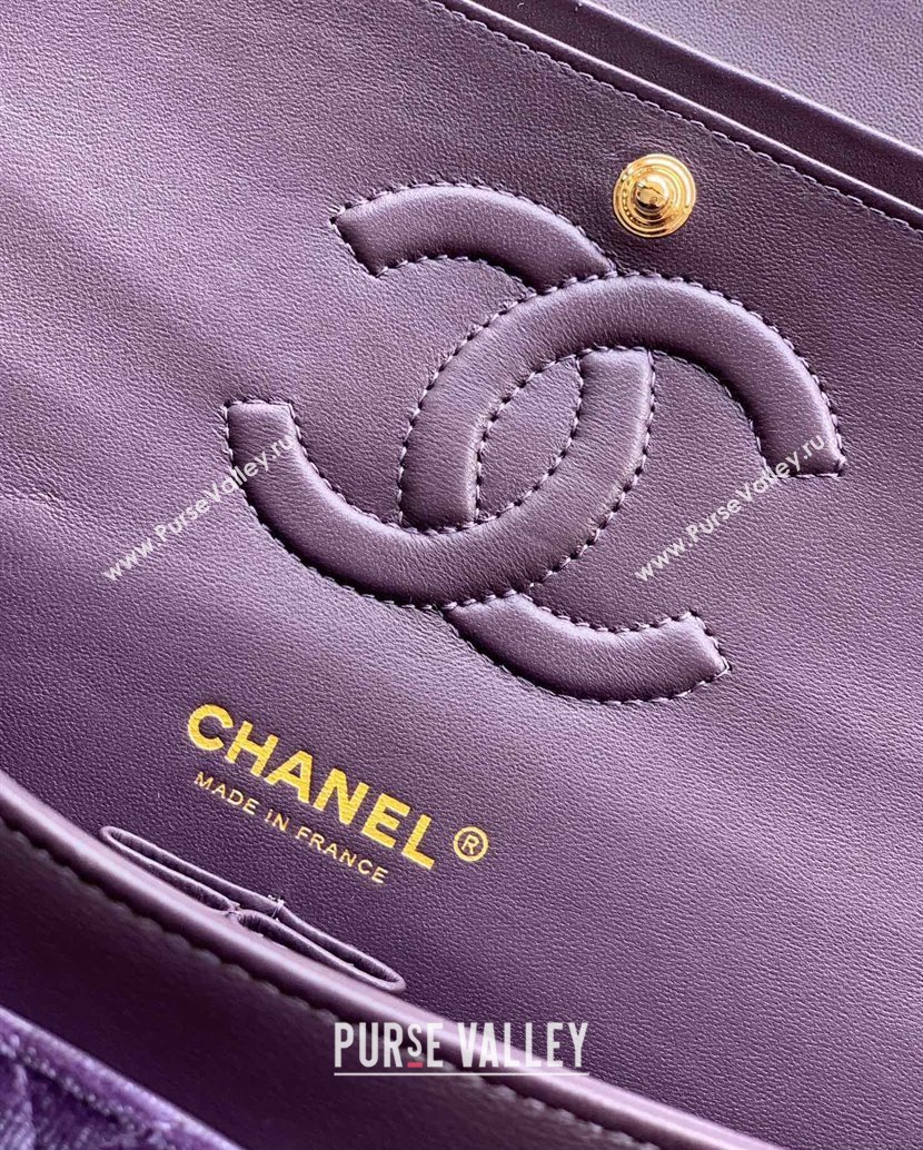 Chanel Velvet Classic 11.12 Flap Handbag Purple 2025 A01112 (yezi-251011055)