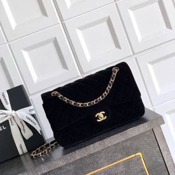 Chanel Velvet Classic 11.12 Flap Handbag Black 2025 A01112 (yezi-251011056)