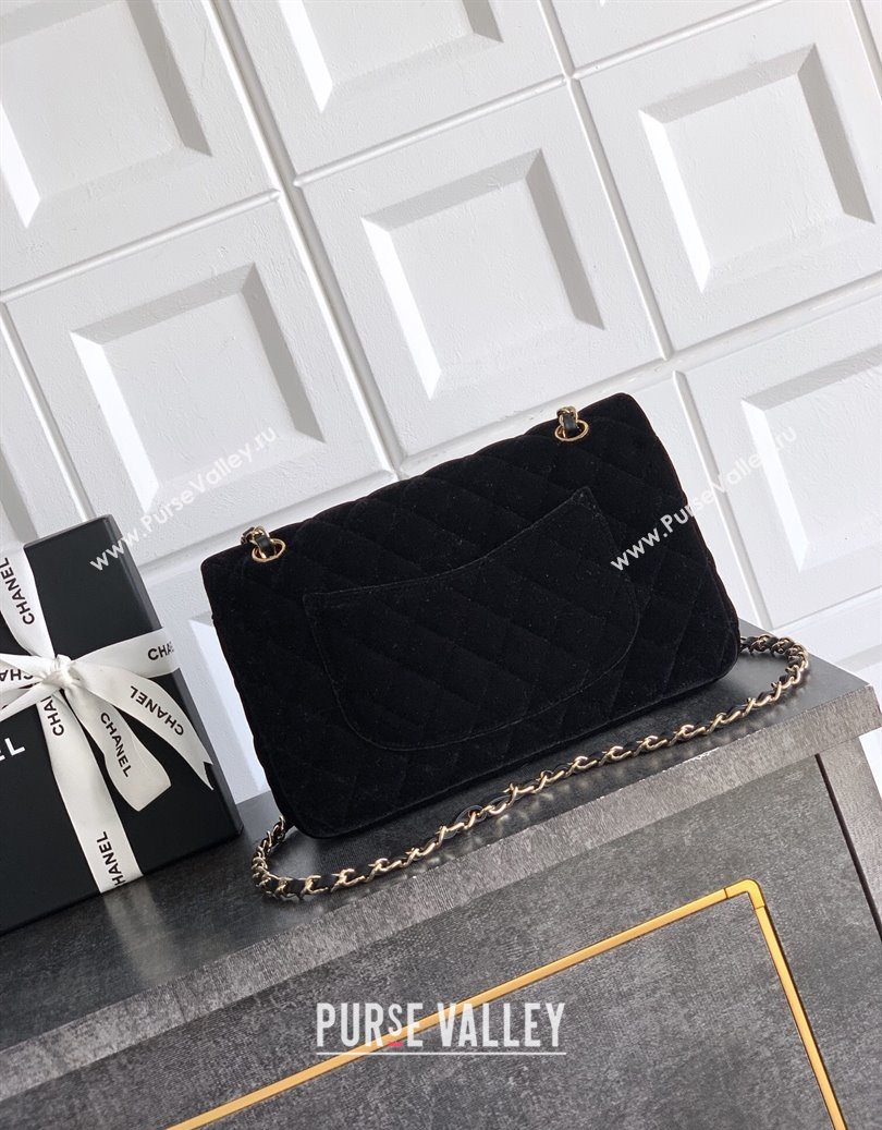 Chanel Velvet Classic 11.12 Flap Handbag Black 2025 A01112 (yezi-251011056)